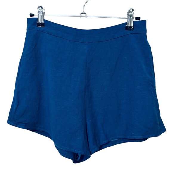 Le Lis Pants - Le Lis Blue High Waist Linen Shorts Lightweight Design‎ Linen Blend